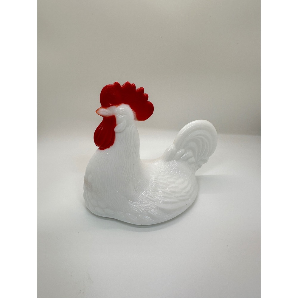 Vtg Westmoreland Milk Glass Rooster Replacement Top LID ONLY Red Comb Candy Dish